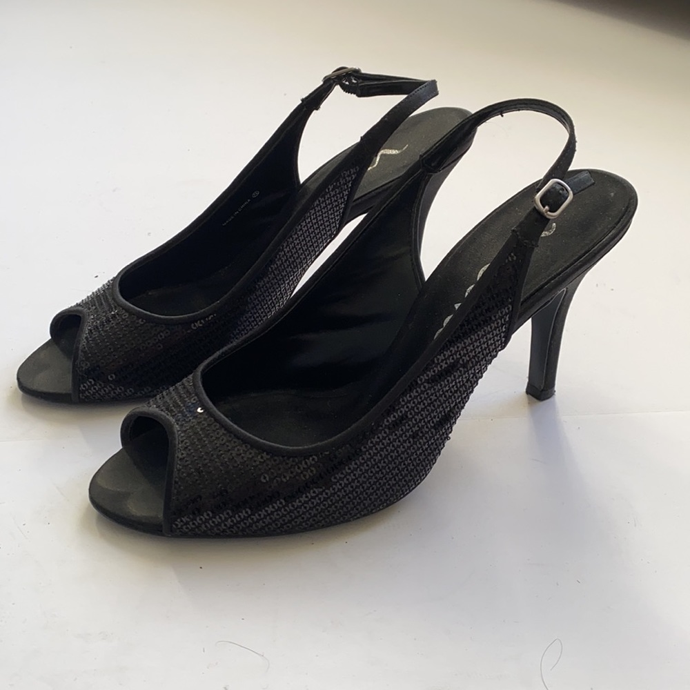 Black sling back sandals